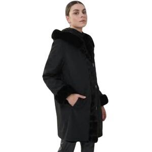 ANDREW MARC Layla Faux Fur Hooded Coat Size XS